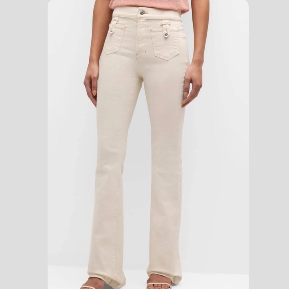 Veronica Beard Beverly High Rise Cream Patch Pocket Jeans - Picture 2 of 11